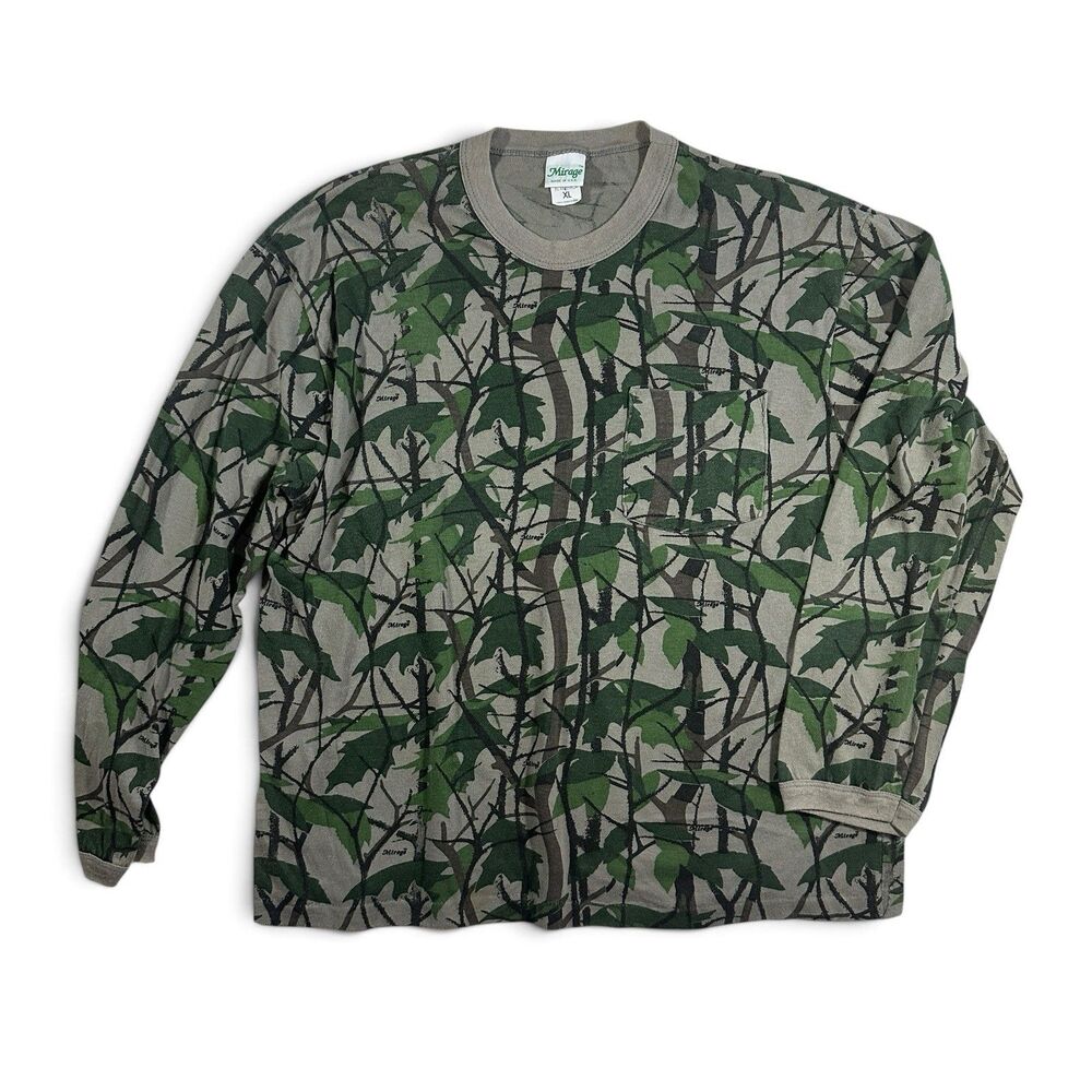 Vintage Mirage Camo Long Sleeve Shirt Mens Large USA  RealTree Single-Stitch 90s